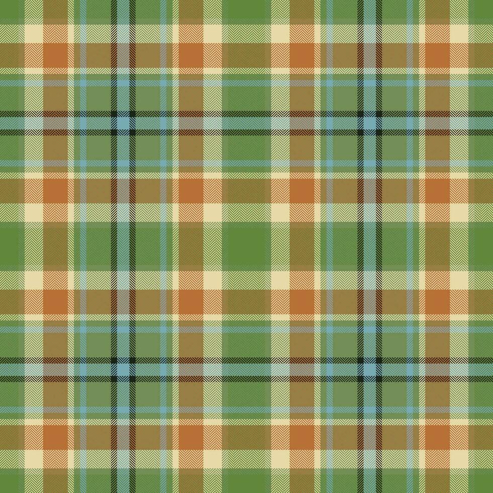 Plaid seamless pattern in green. Check fabric texture. Vector textile print.