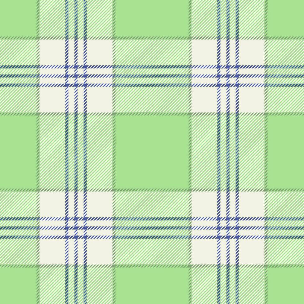 Plaid seamless pattern in green. Check fabric texture. Vector textile print.