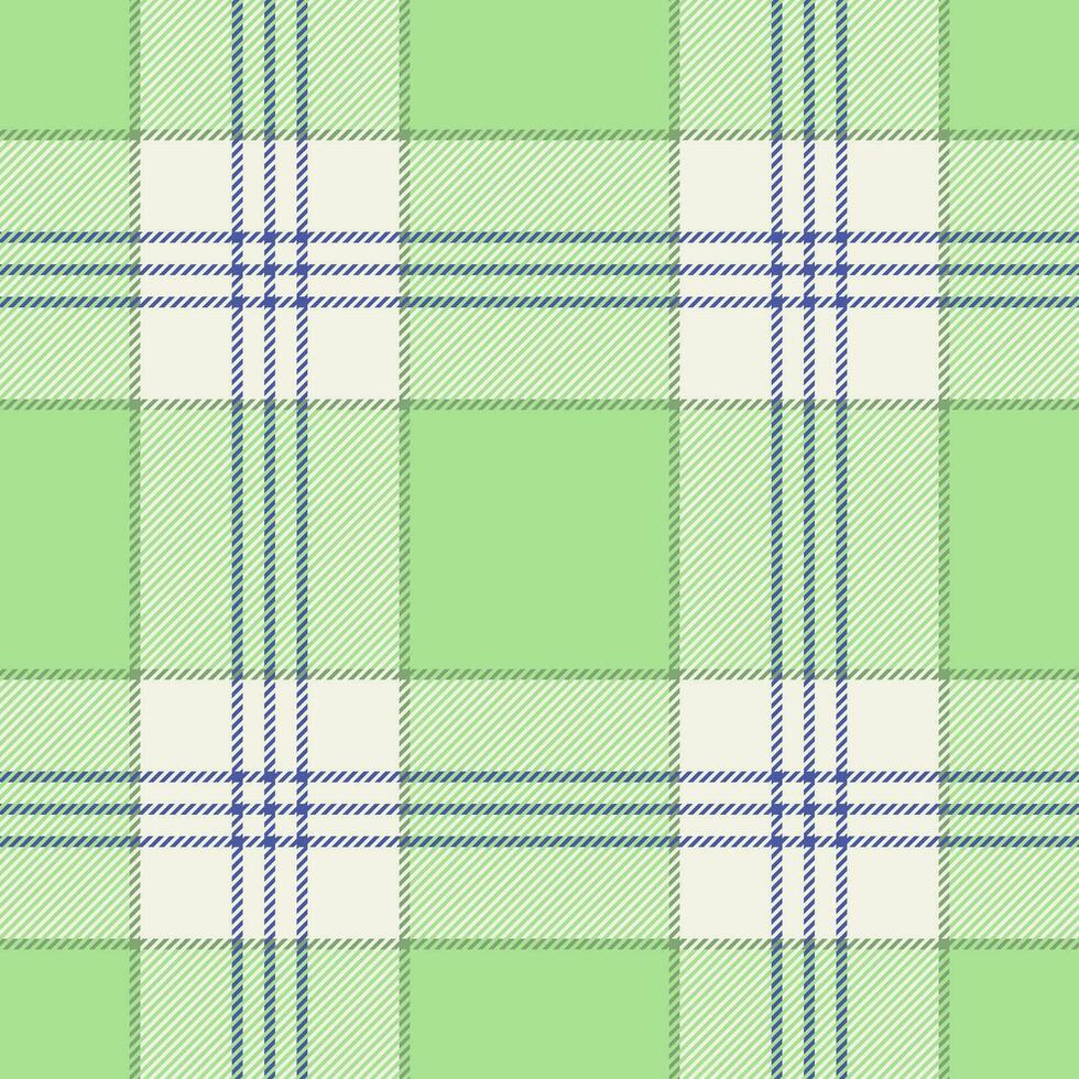 Plaid seamless pattern in green. Check fabric texture. Vector textile print.