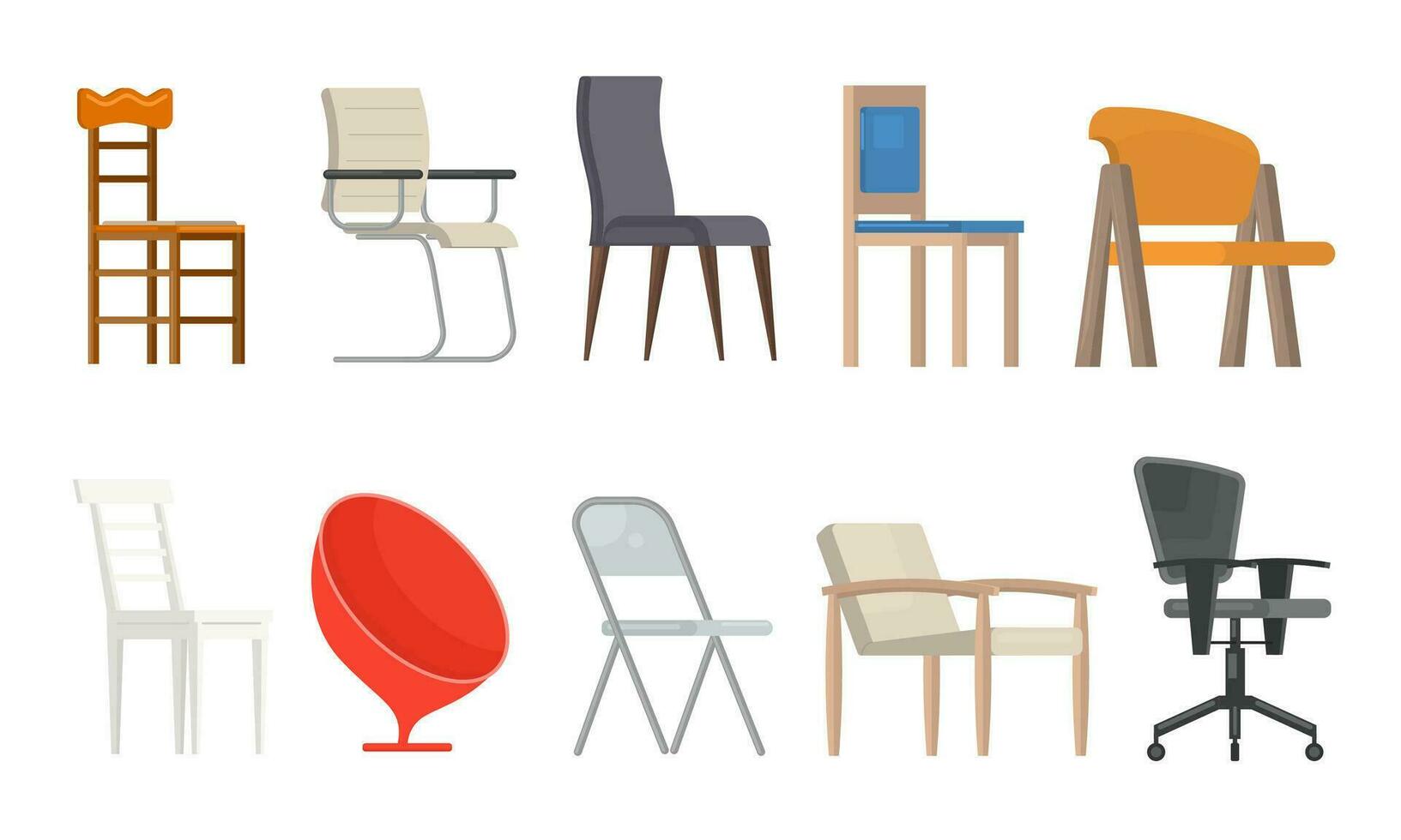 dibujos animados color silla icono colocar. vector