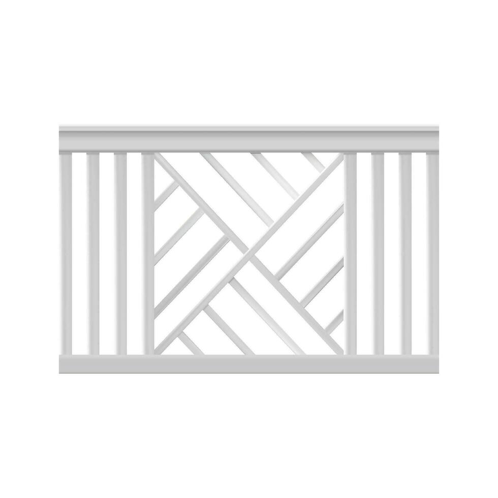 Realistic Detailed 3d White Fence Rail. Vector
