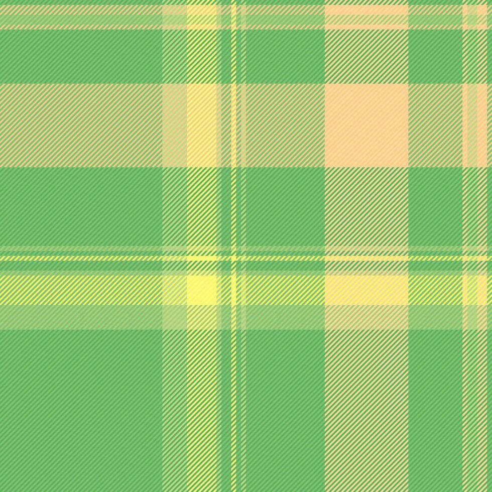 Geometrical textile vector fabric, girly tartan pattern seamless. Cell check texture plaid background in green and amber colors.