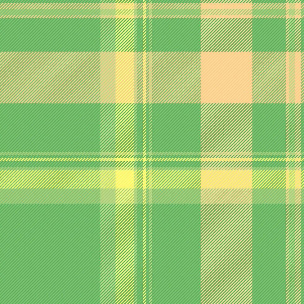 Geometrical textile vector fabric, girly tartan pattern seamless. Cell check texture plaid background in green and amber colors.