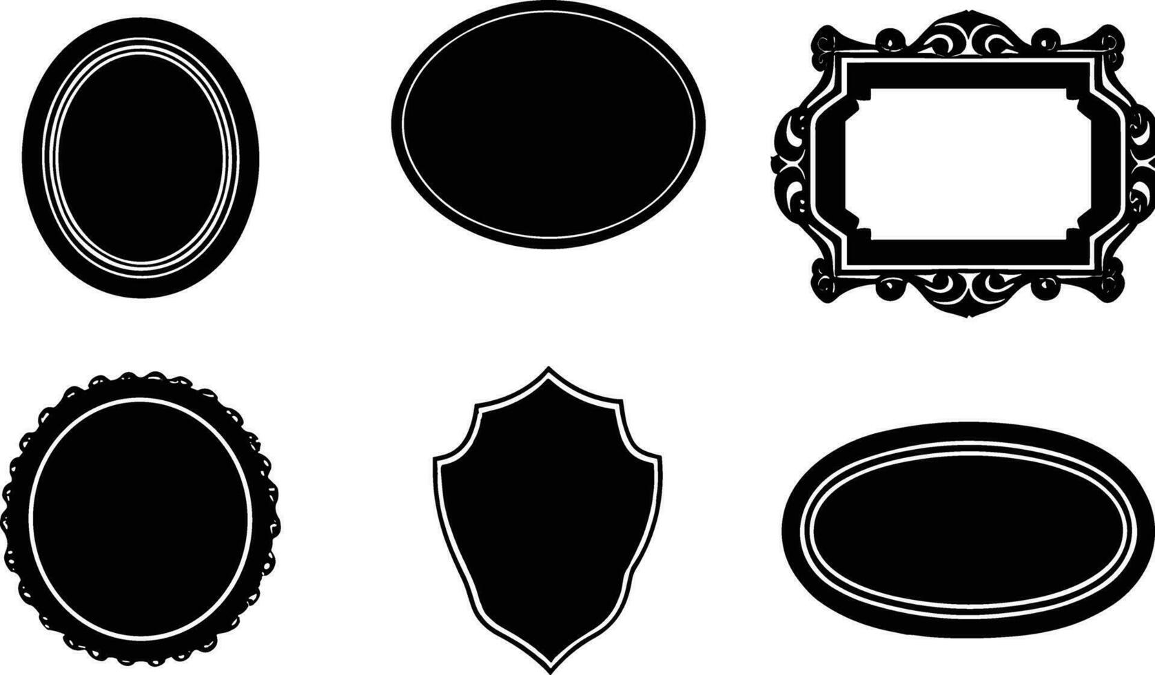 Clásico etiqueta marcos, retro Clásico pegatina, Clásico forma colecciones, decorativo retro etiqueta, negro Clásico marcos, vector etiqueta conjunto