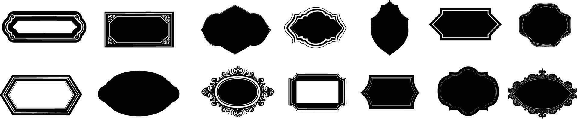 Vintage label frames, retro vintage sticker, vintage shape collections, decorative retro label, black vintage frames, vector label set