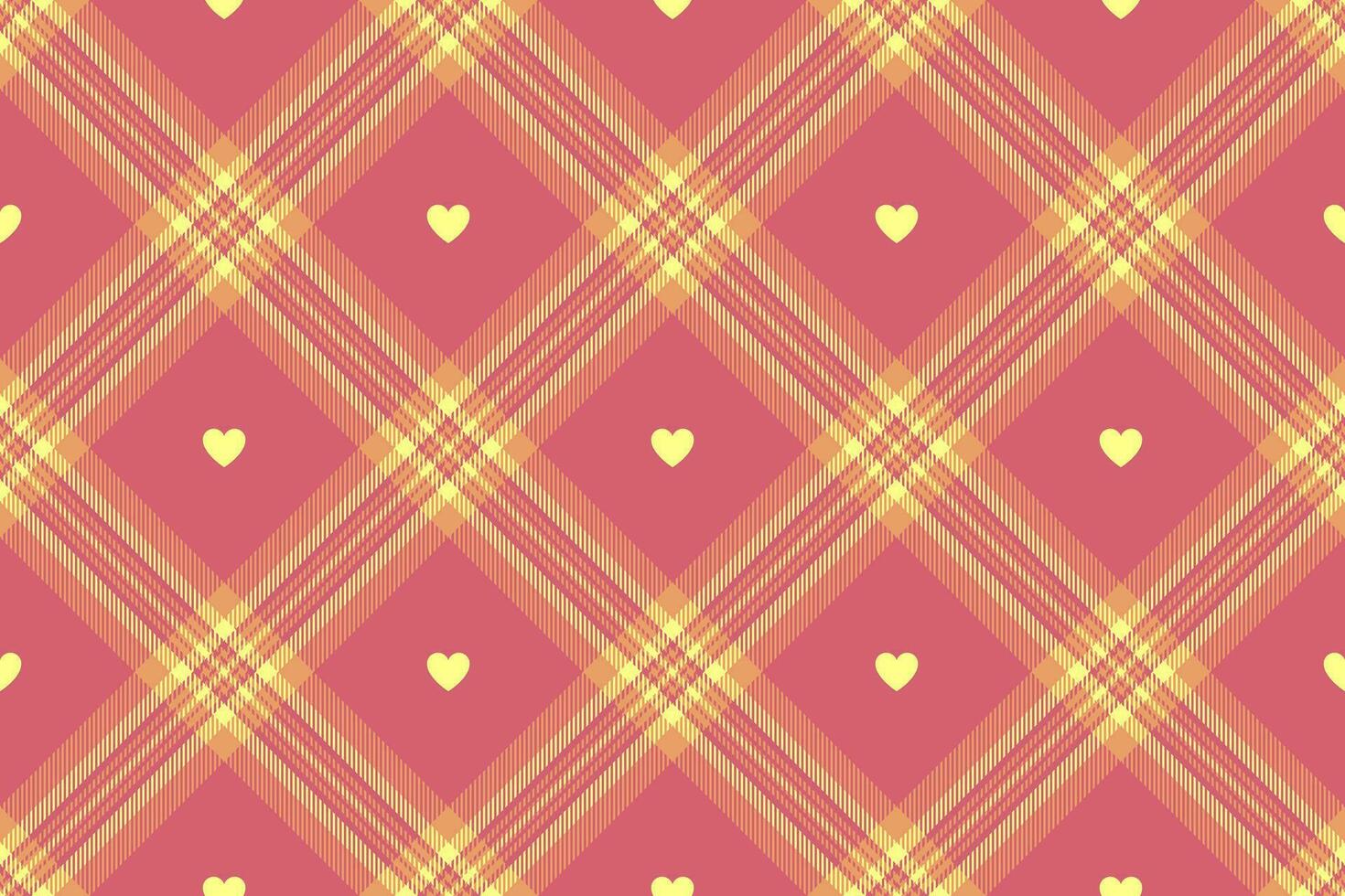 Gingham pattern with hearts. Seamless tartan vichy check plaid for dress, shirt, tablecloth, napkin, or other modern Valentines Day textile design. vector
