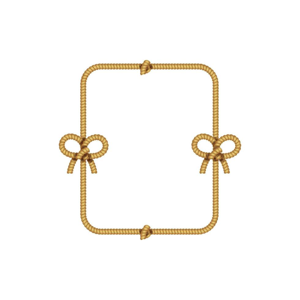 Realistic Detailed 3d Natural Jute Hemp Rope Frame. Vector