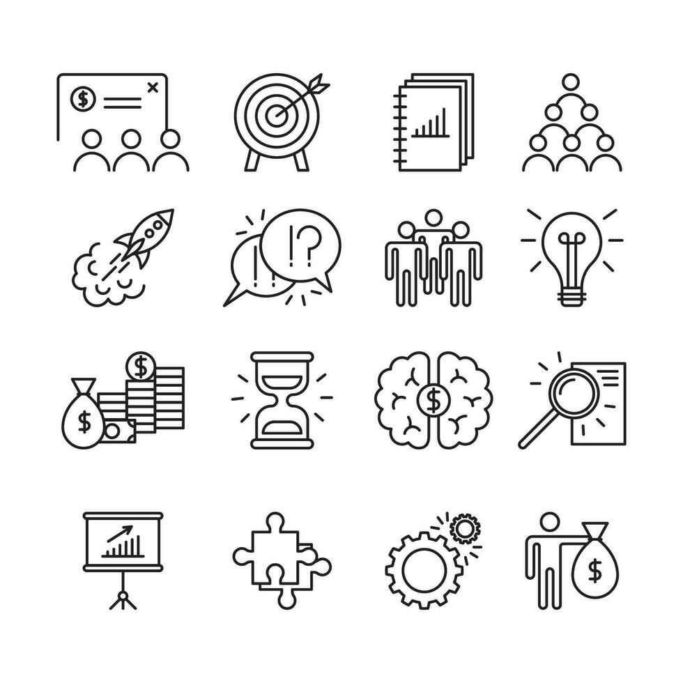 Startup Sign Thin Line Icon Set. Vector