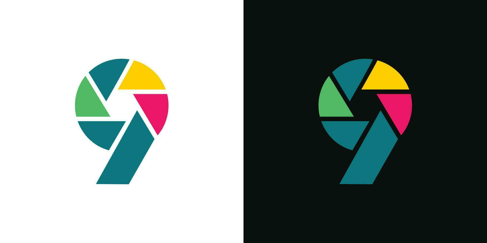 Unique and modern  9 camera logo design vector