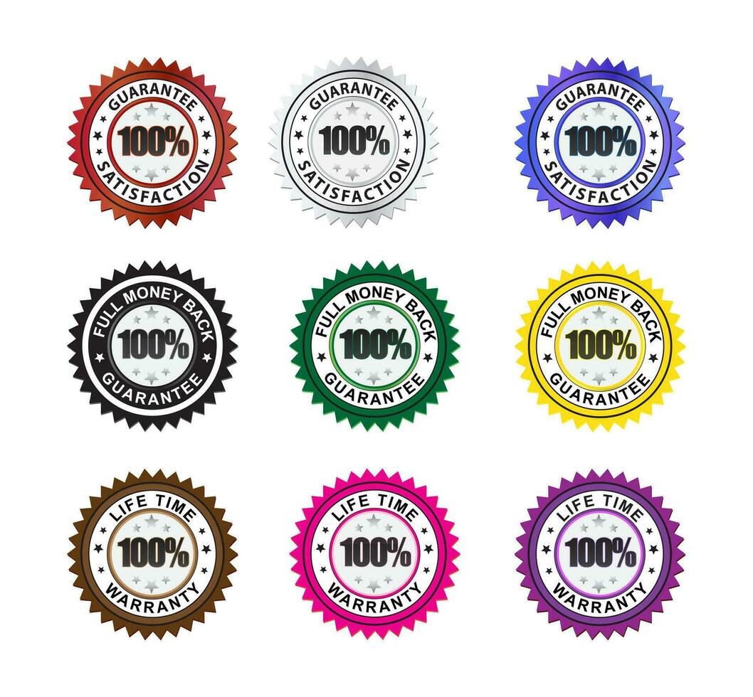 guarantee 100 satisfaction badge colorful vector