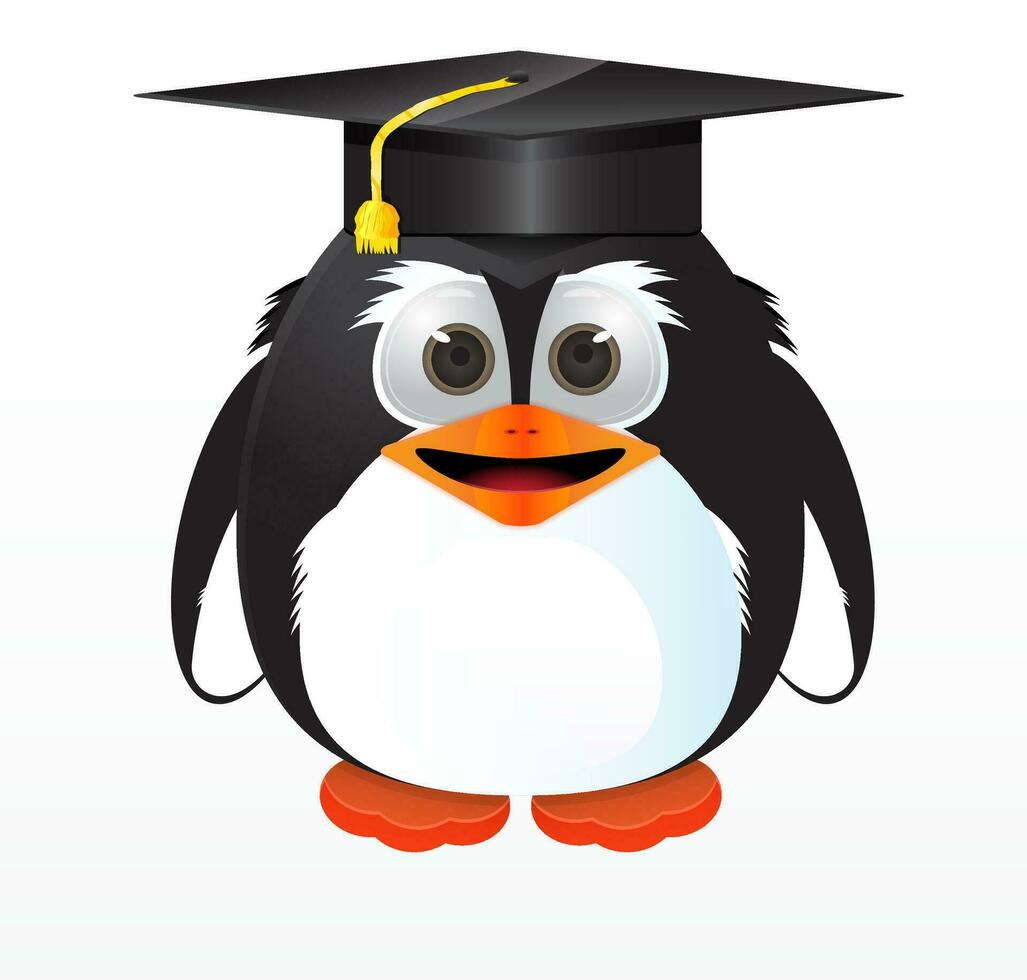 pingüino vistiendo colegio graduación sombrero vector