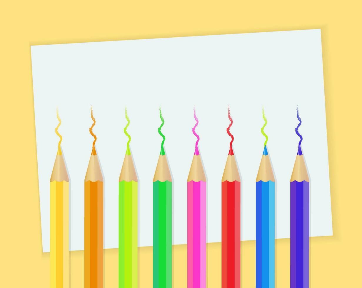 vector set of coloring pencil on white background