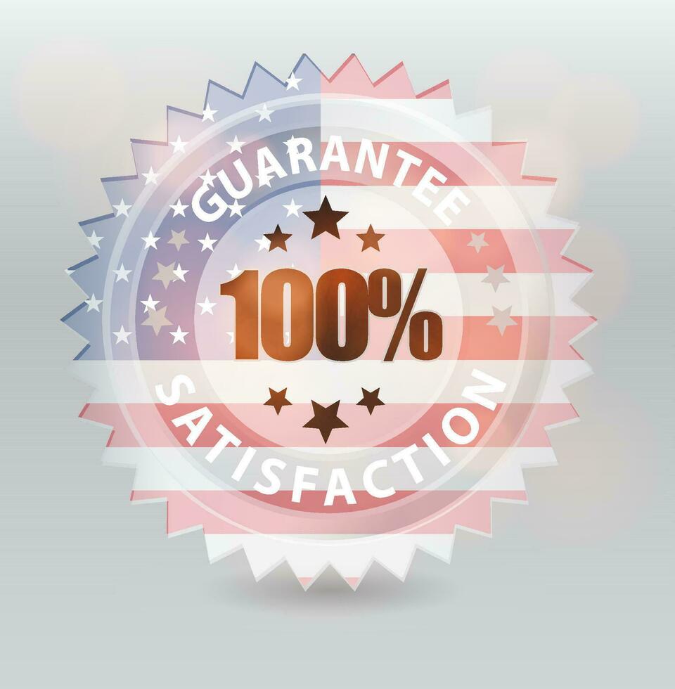 guarantee satisfaction 100 percent with america flag vector