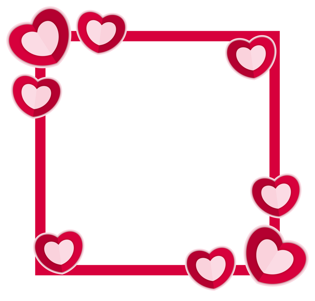 red transparent frame border background valentine theme with love cartoon illustration png