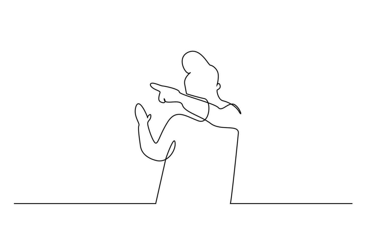 man is surprised pointing and showing line art design vector