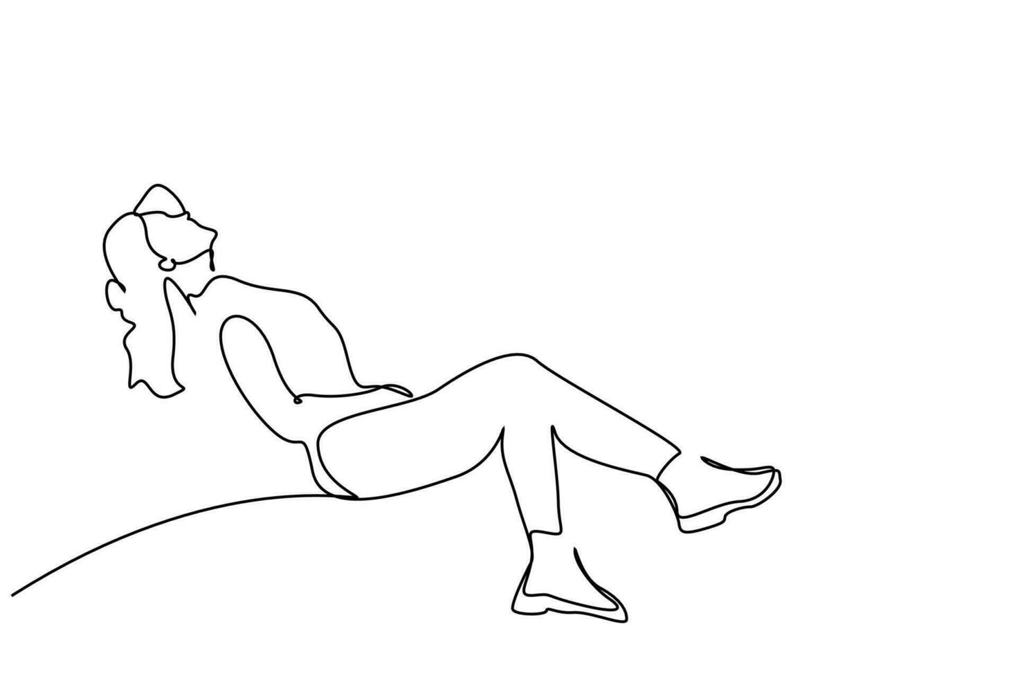 peaceful woman sitting calmly life line art design vector