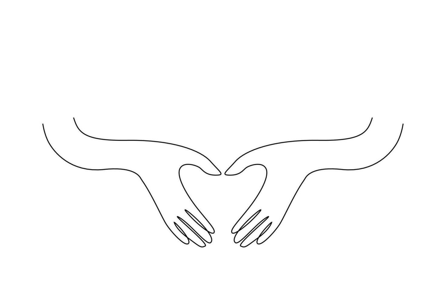 human person hands making heart symbol line art design vector