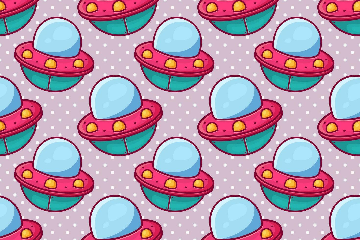 UFO cartoon seamless pattern vector illustration