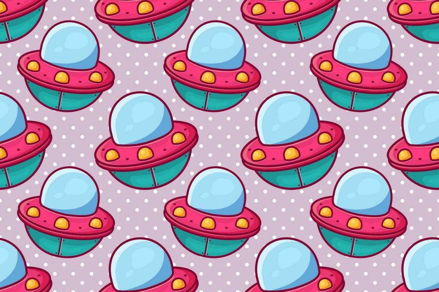 UFO cartoon seamless pattern vector illustration