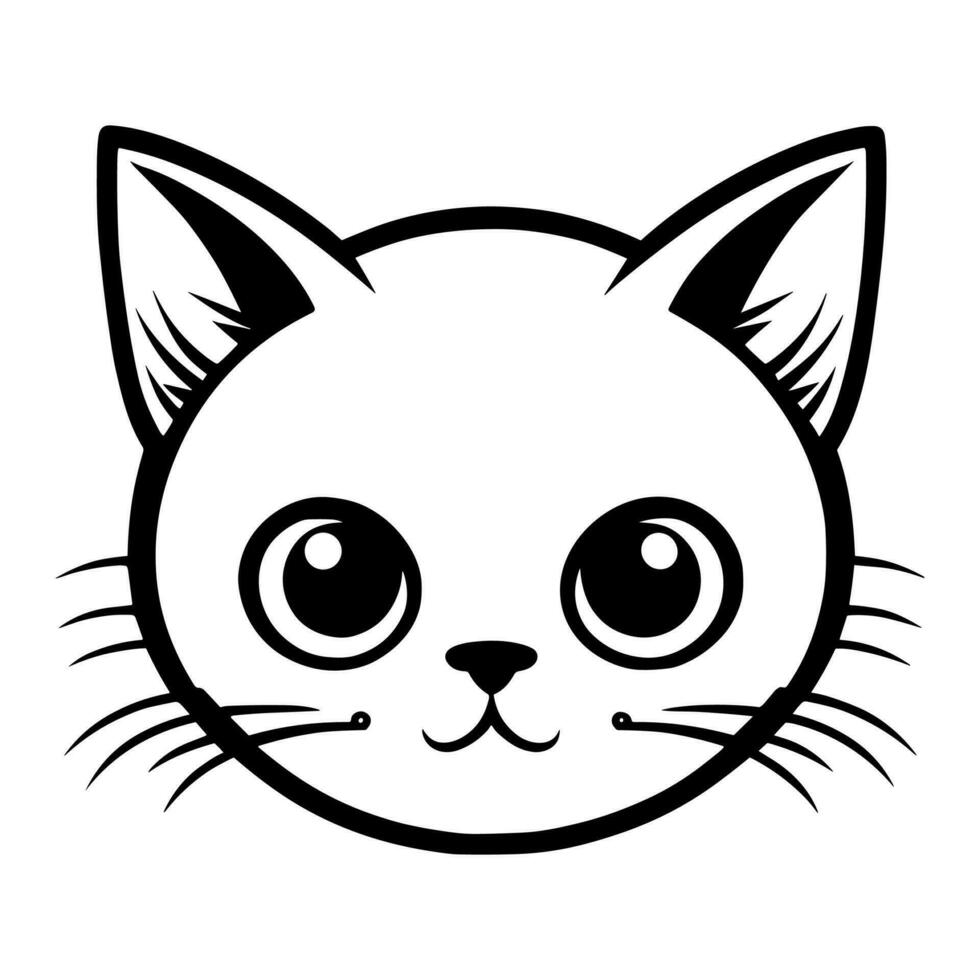 Cute cat vector black and white cartoon character design collection. White background. Pets, Animals.