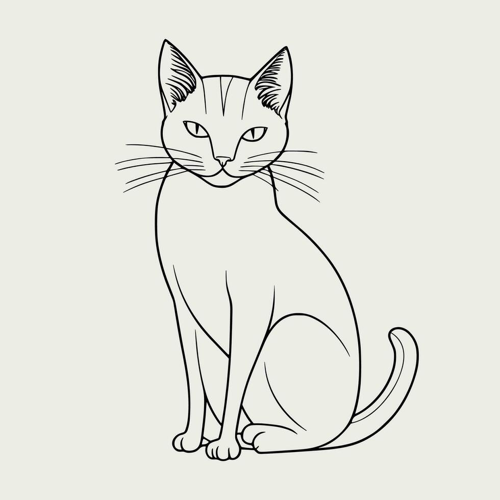 Cute cat vector black and white cartoon character design collection. White background. Pets, Animals.