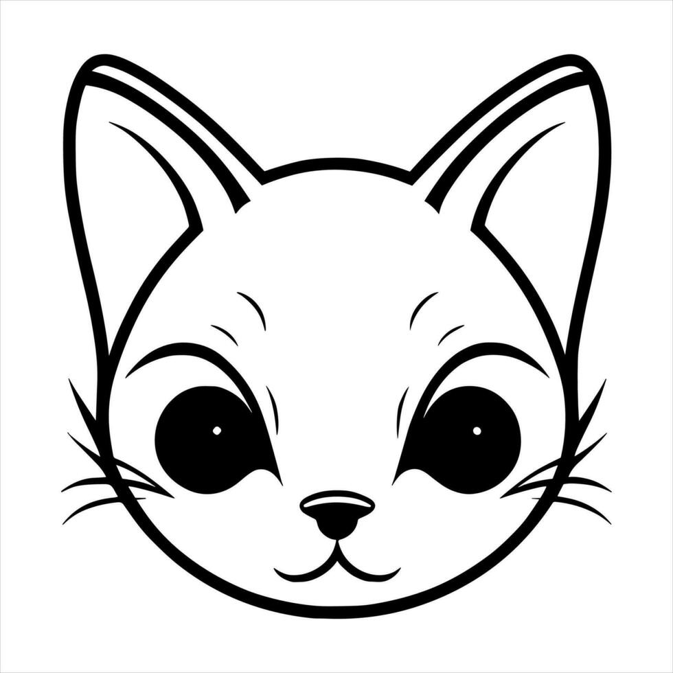 Cute cat vector black and white cartoon character design collection. White background. Pets, Animals.