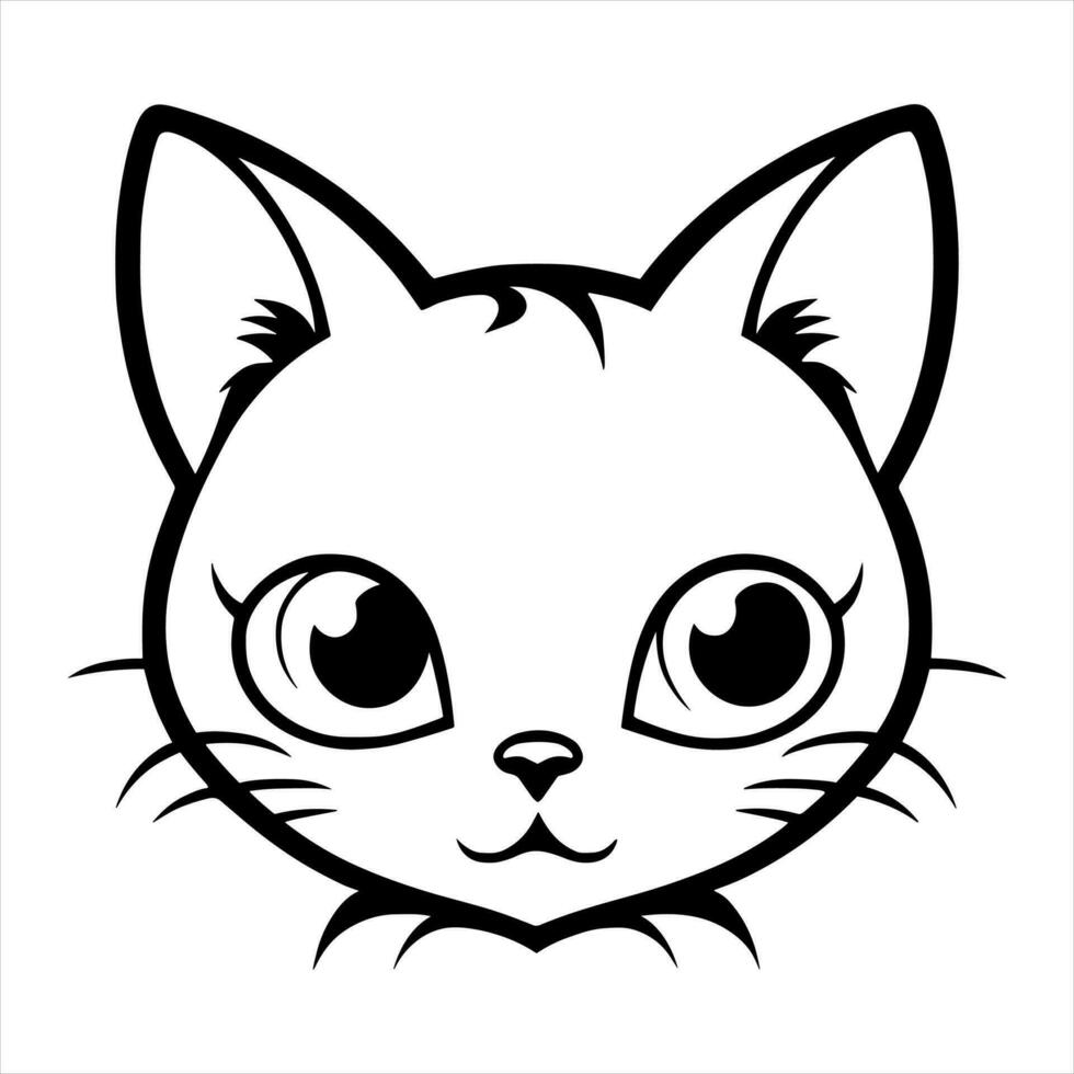 Cute cat vector black and white cartoon character design collection. White background. Pets, Animals.