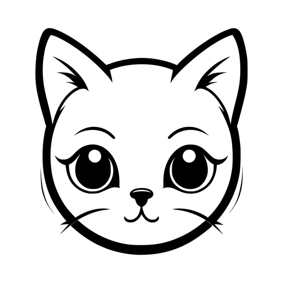 Cute cat vector black and white cartoon character design collection