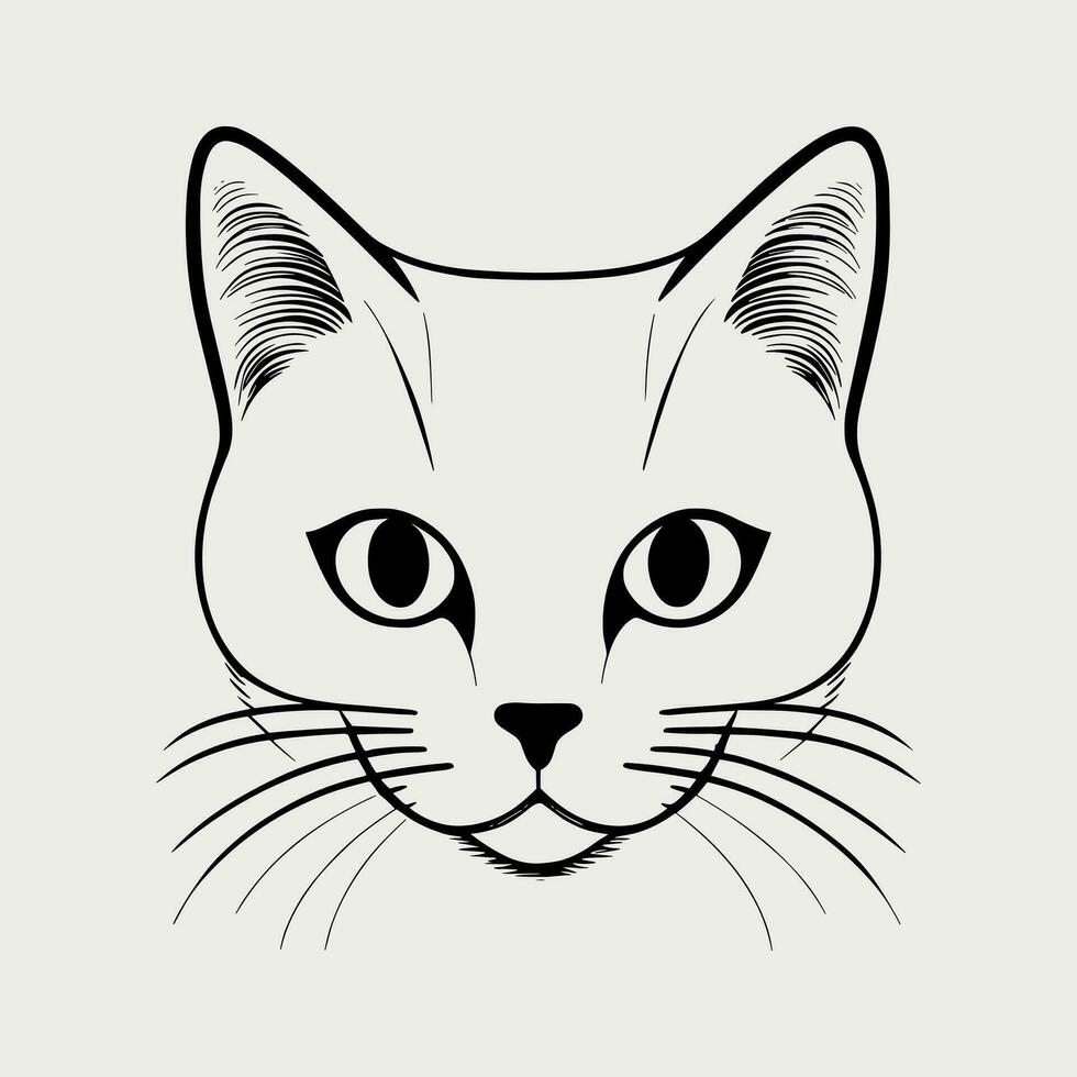 Cute cat vector black and white cartoon character design collection. White background. Pets, Animals.
