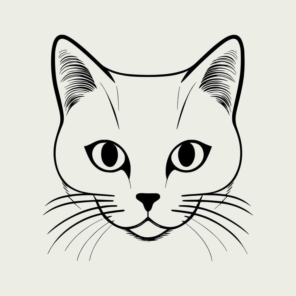 Cute cat vector black and white cartoon character design collection. White background. Pets, Animals.