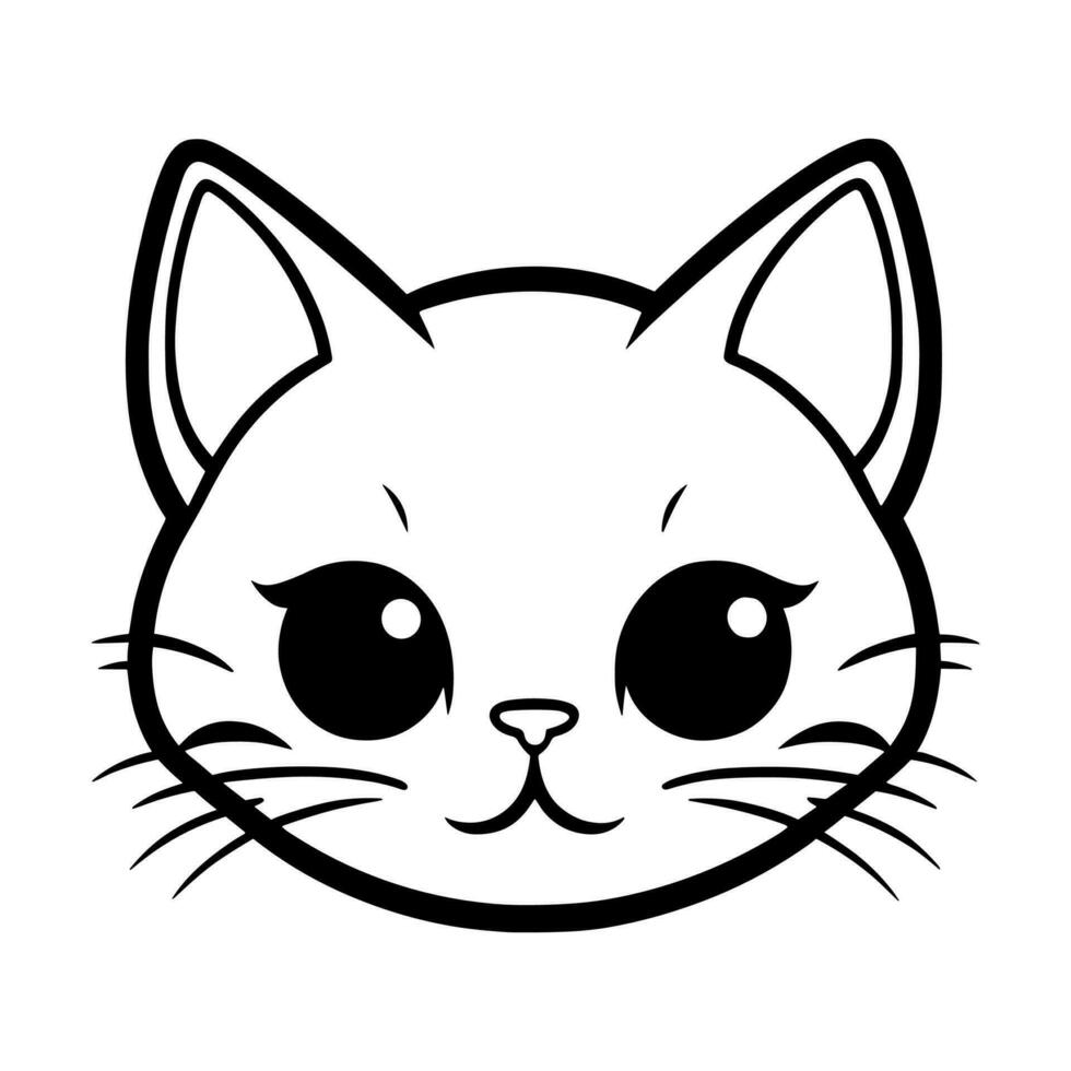 Cute cat vector black and white cartoon character design collection. White background. Pets, Animals.