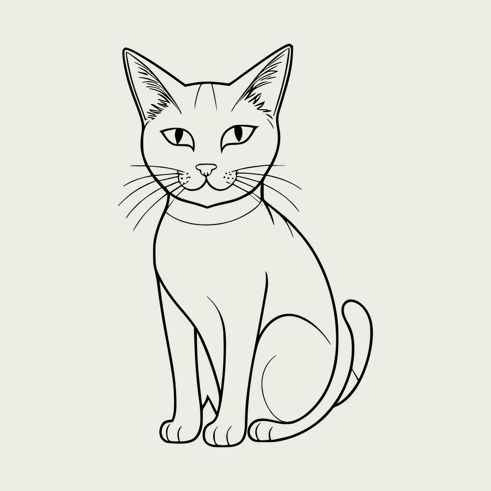 Cute cat vector black and white cartoon character design collection. White background. Pets, Animals.