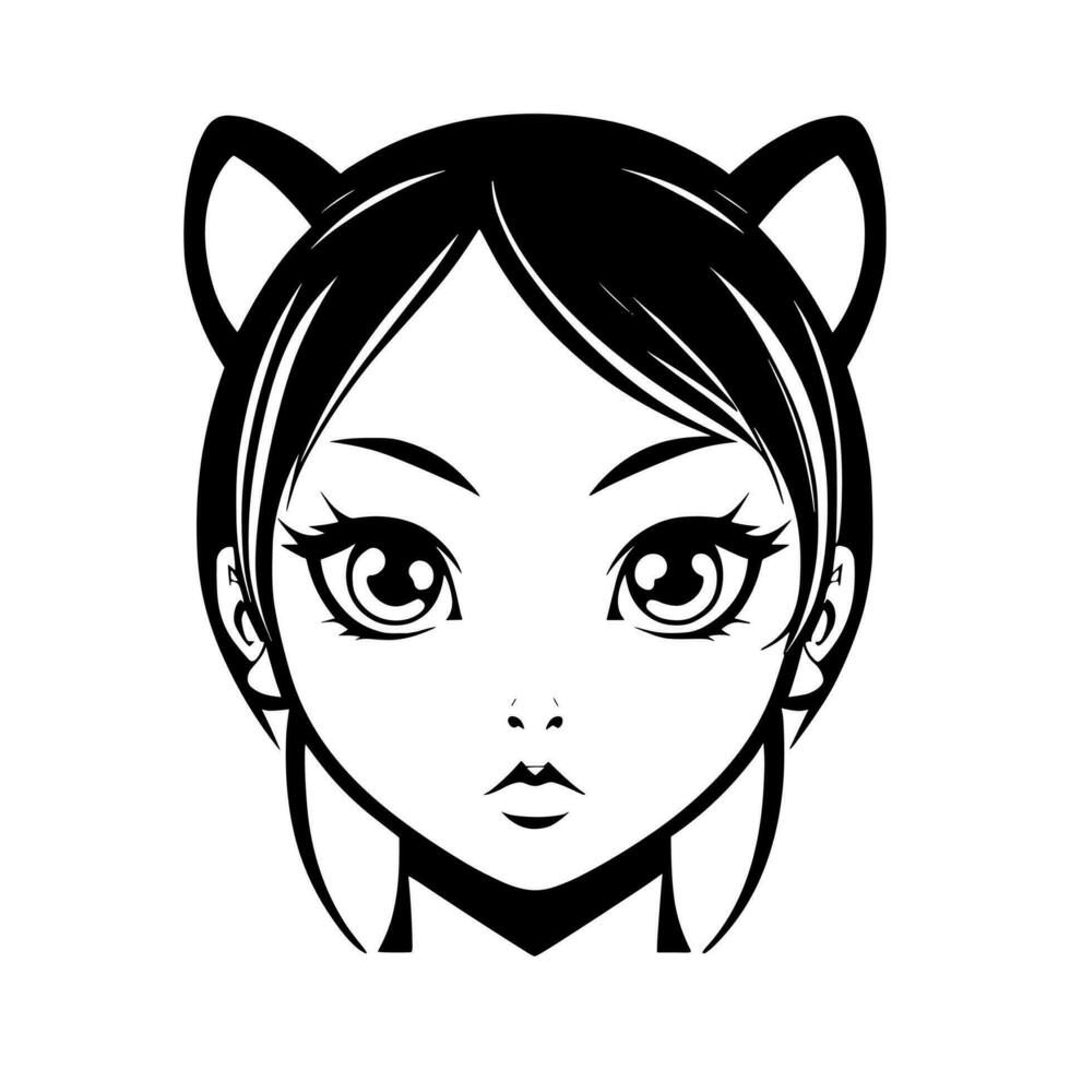 Cute cat vector black and white cartoon character design collection. White background. Pets, Animals.