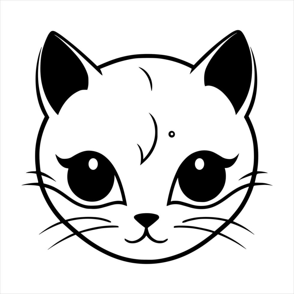 Cute cat vector black and white cartoon character design collection. White background. Pets, Animals.