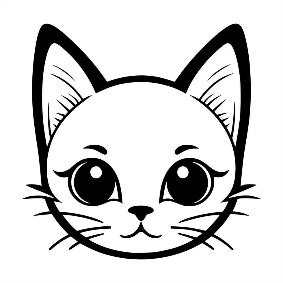 Cute cat vector black and white cartoon character design collection. White background. Pets, Animals.