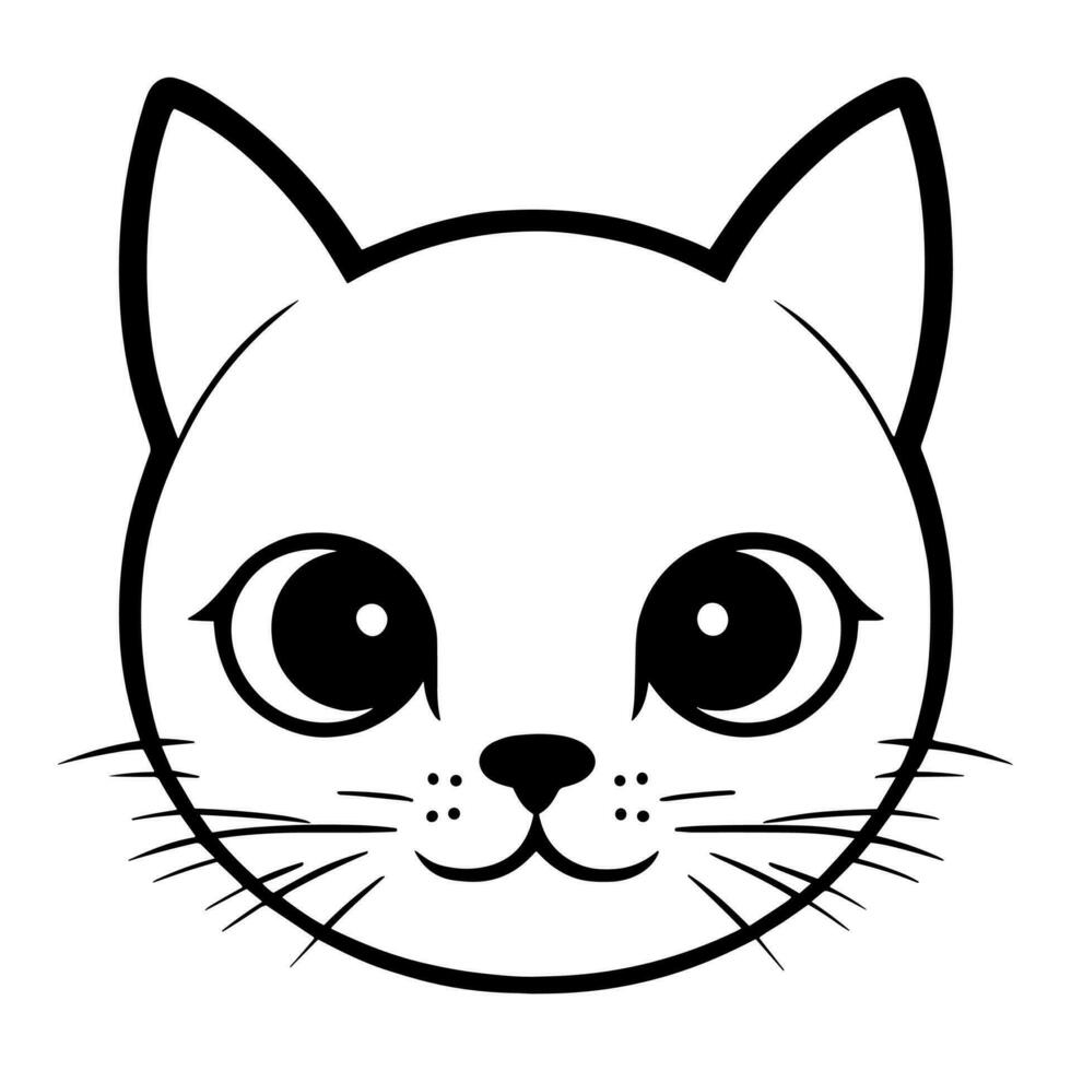 Cute cat vector black and white cartoon character design collection. White background. Pets, Animals.