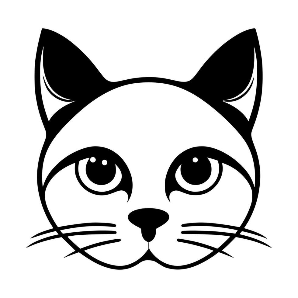 Cute cat vector black and white cartoon character design collection. White background. Pets, Animals.