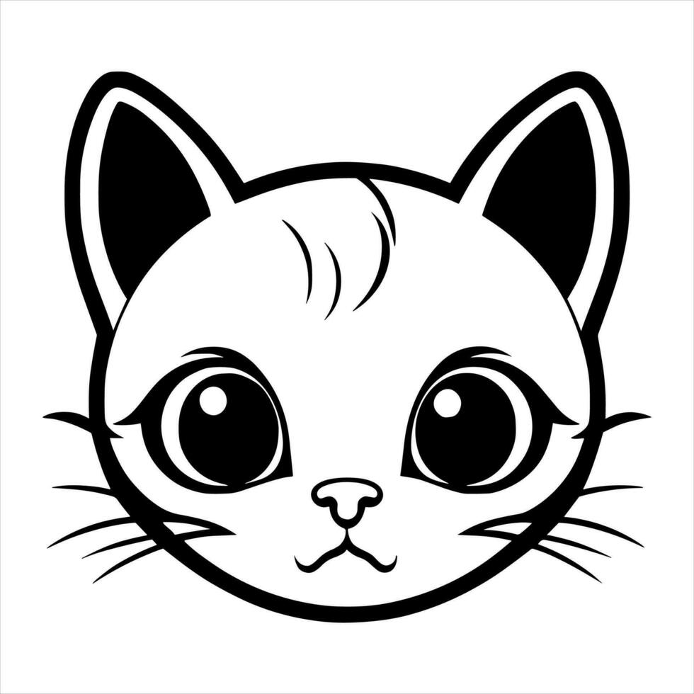 Cute cat vector black and white cartoon character design collection. White background. Pets, Animals.