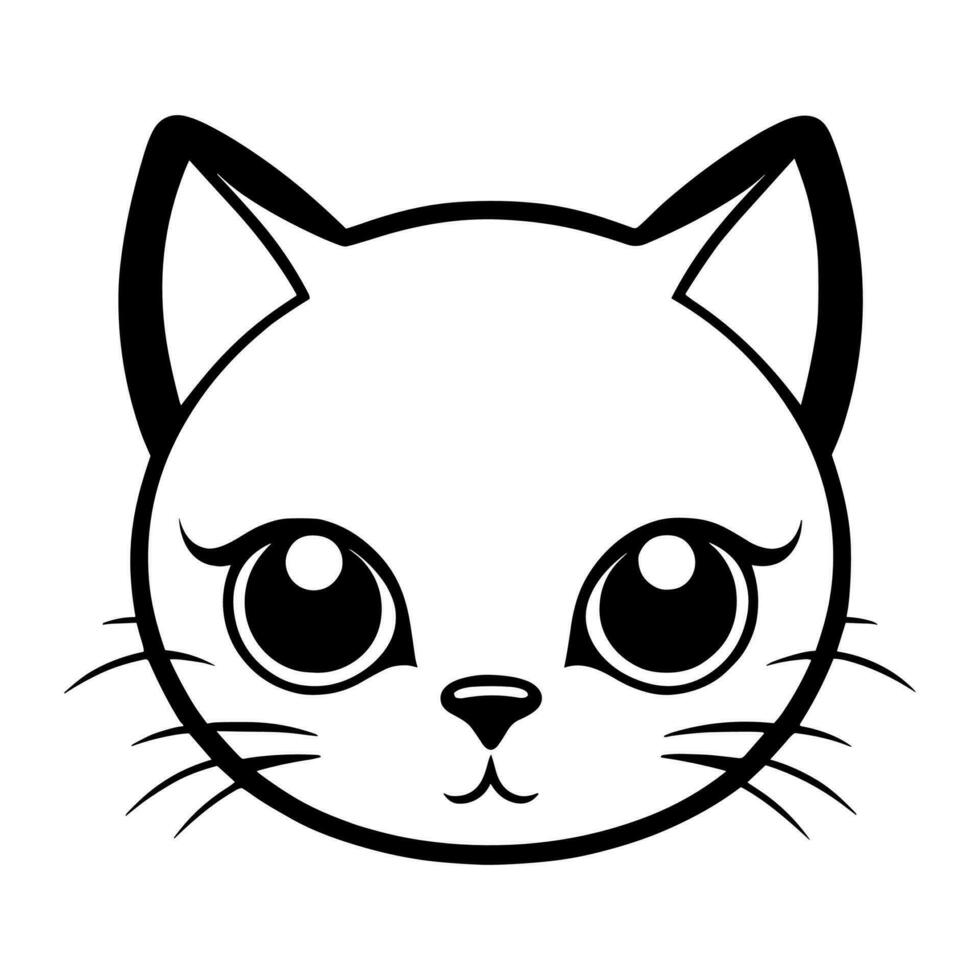 Cute cat vector black and white cartoon character design collection. White background. Pets, Animals.