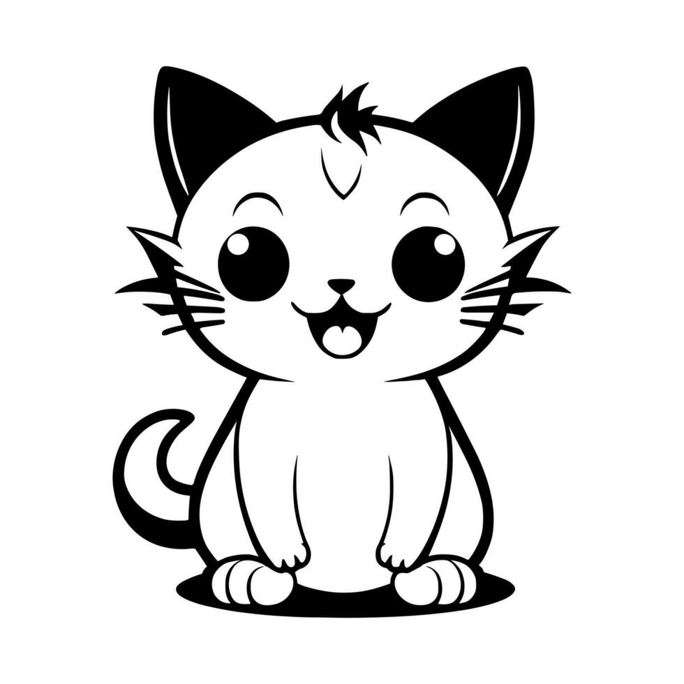 linda gato vector negro y blanco dibujos animados personaje diseño recopilación. blanco antecedentes. mascotas, animales