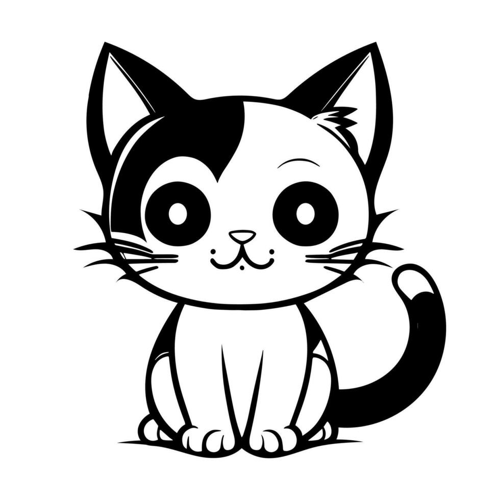 linda gato vector negro y blanco dibujos animados personaje diseño recopilación. blanco antecedentes. mascotas, animales