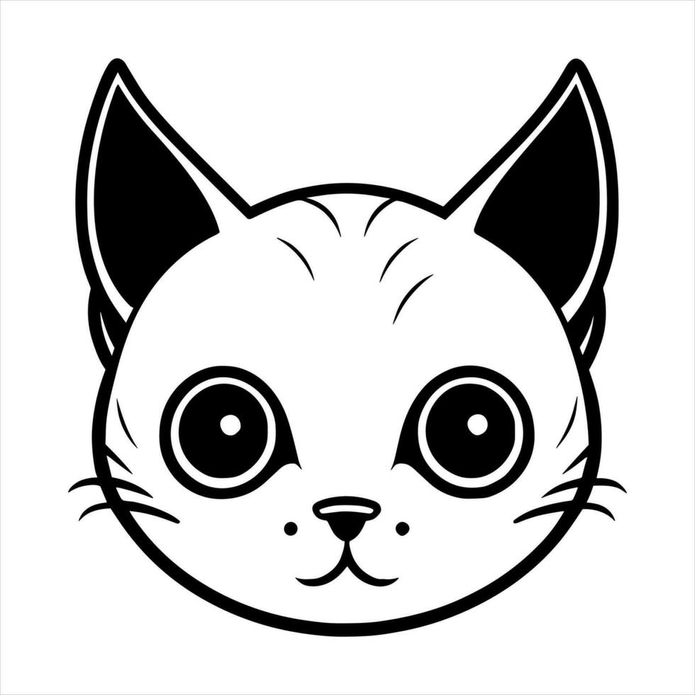 Cute cat vector black and white cartoon character design collection. White background. Pets, Animals.