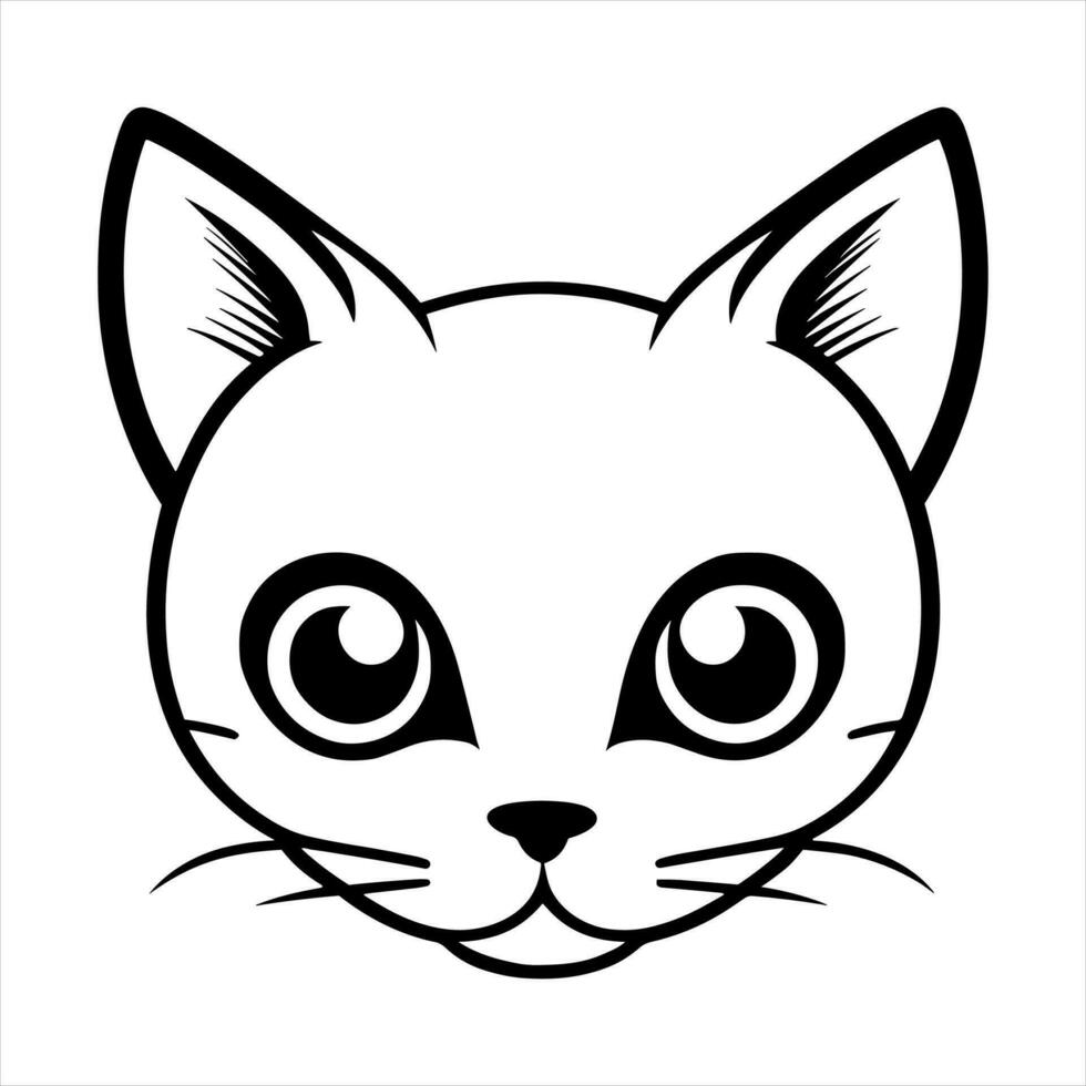 Cute cat vector black and white cartoon character design collection. White background. Pets, Animals.