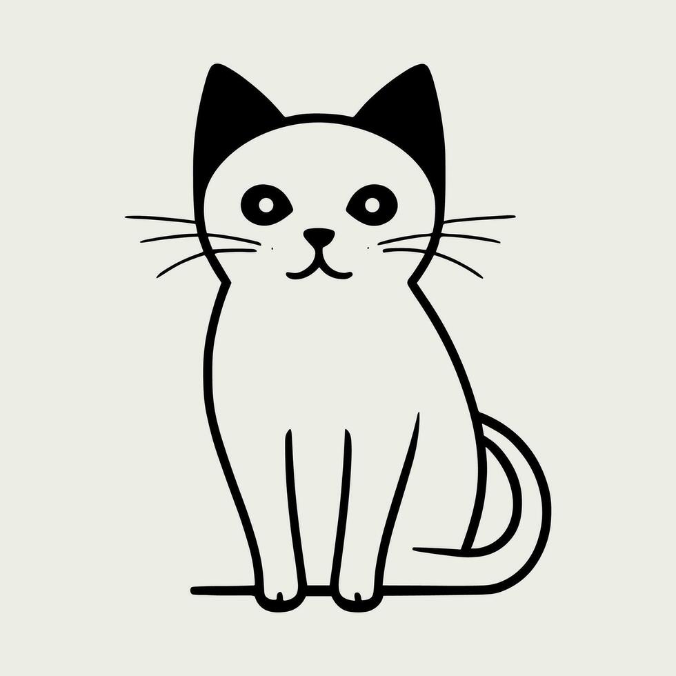 Cute cat vector black and white cartoon character design collection. White background. Pets, Animals.