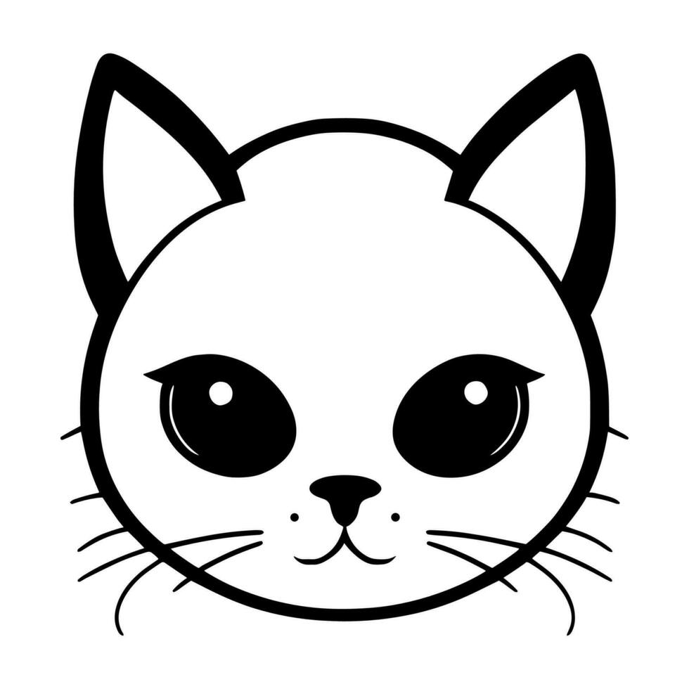 Cute cat vector black and white cartoon character design collection. White background. Pets, Animals.