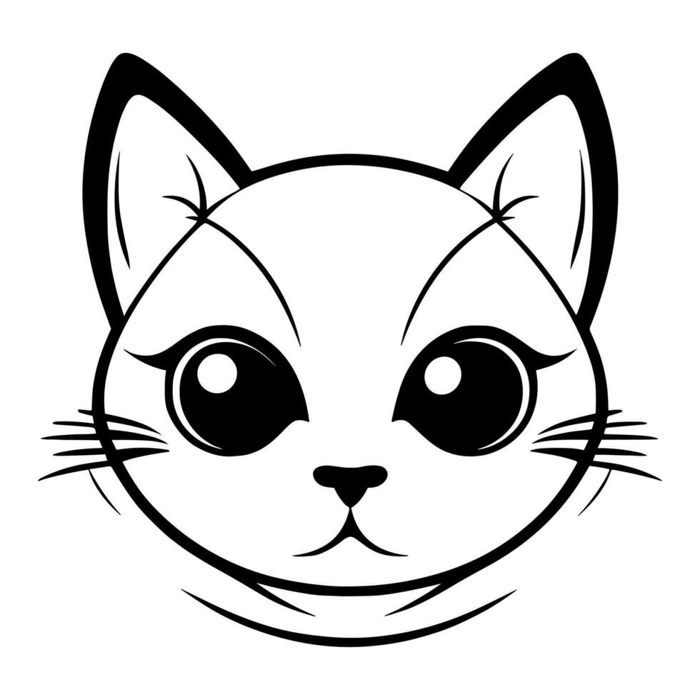 Cute cat vector black and white cartoon character design collection. White background. Pets, Animals.