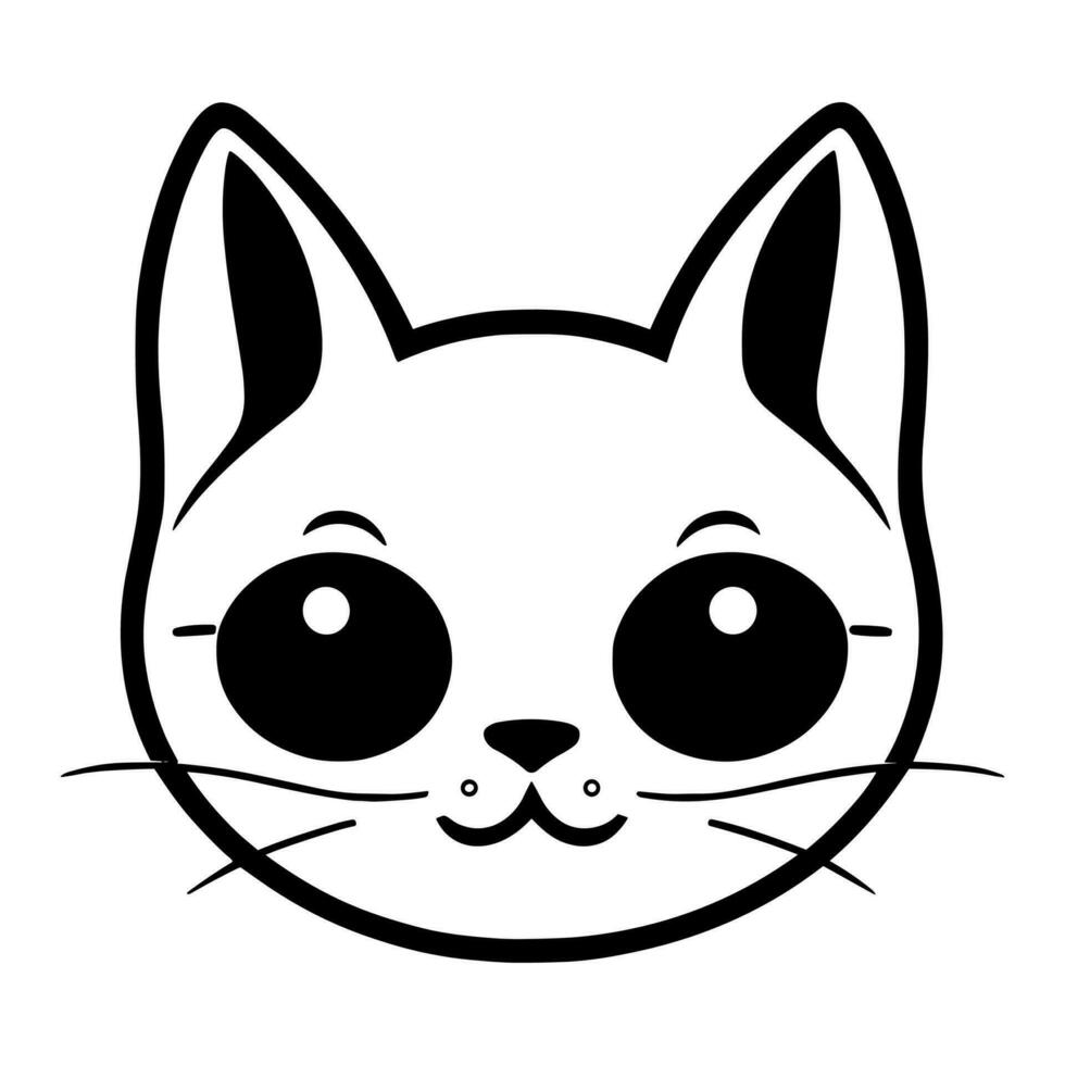 Cute cat vector black and white cartoon character design collection. White background. Pets, Animals.
