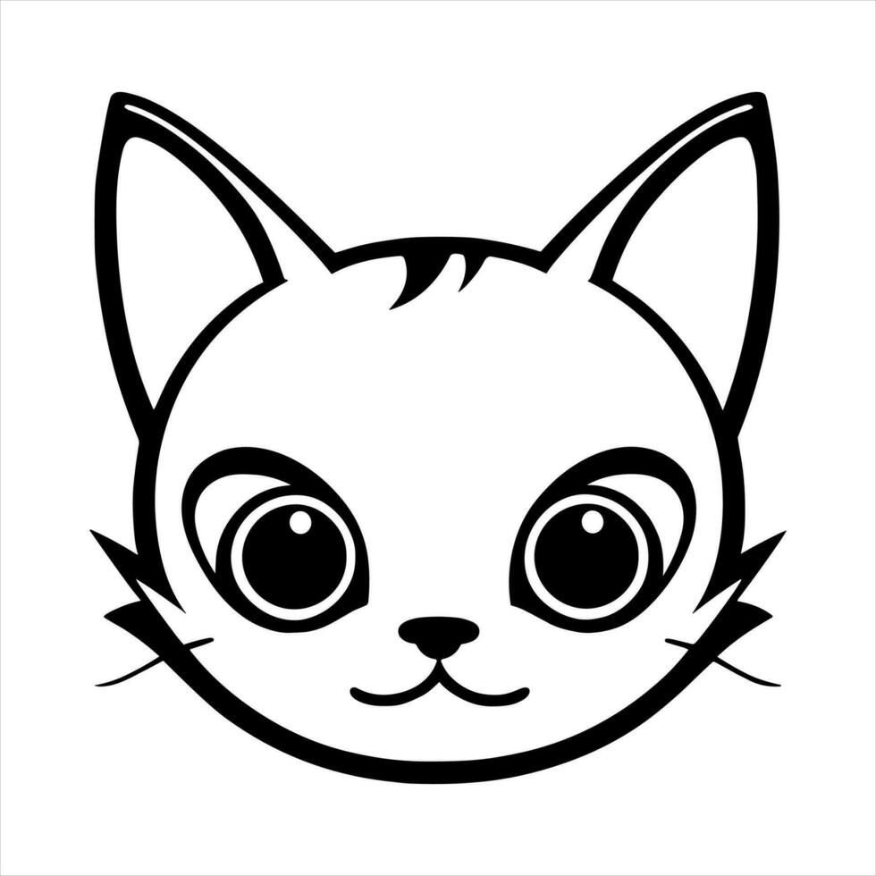 Cute cat vector black and white cartoon character design collection. White background. Pets, Animals.