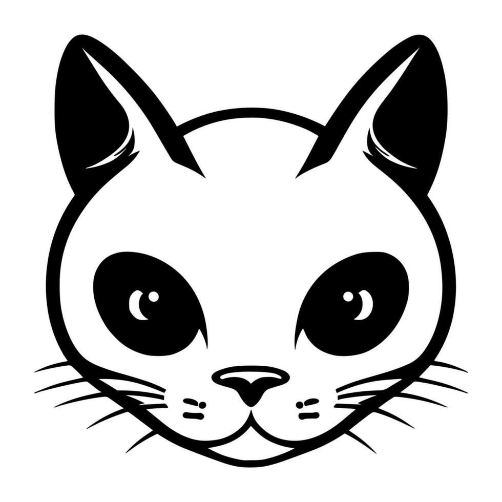 Cute cat vector black and white cartoon character design collection. White background. Pets, Animals.