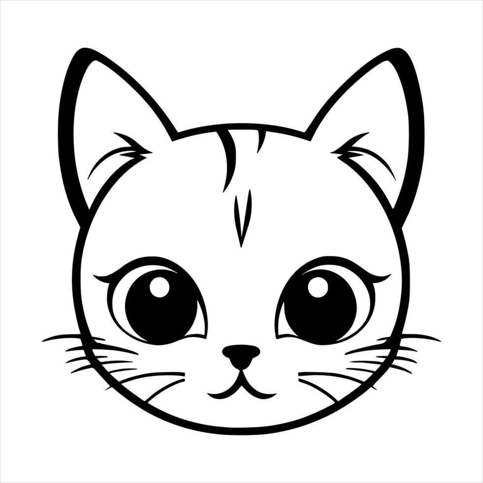 Cute cat vector black and white cartoon character design collection. White background. Pets, Animals.